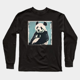 Panda bear in retro vintage aesthetic Long Sleeve T-Shirt